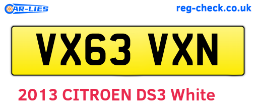 VX63VXN are the vehicle registration plates.