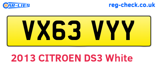 VX63VYY are the vehicle registration plates.