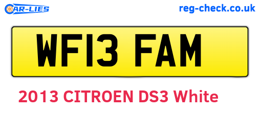 WF13FAM are the vehicle registration plates.