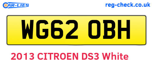 WG62OBH are the vehicle registration plates.