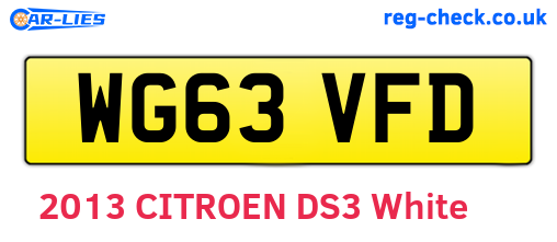 WG63VFD are the vehicle registration plates.