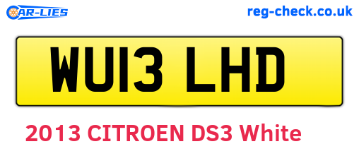 WU13LHD are the vehicle registration plates.