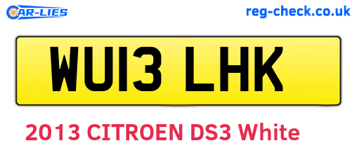 WU13LHK are the vehicle registration plates.