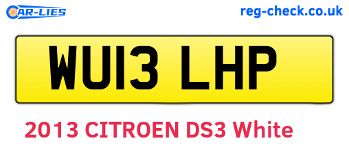 WU13LHP are the vehicle registration plates.