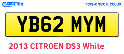 YB62MYM are the vehicle registration plates.