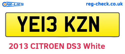 YE13KZN are the vehicle registration plates.