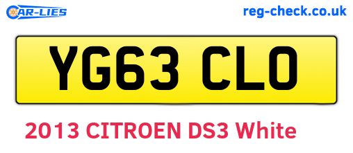 YG63CLO are the vehicle registration plates.