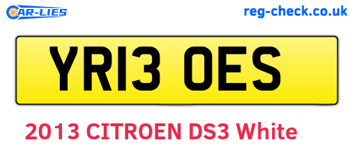 YR13OES are the vehicle registration plates.