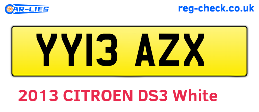 YY13AZX are the vehicle registration plates.