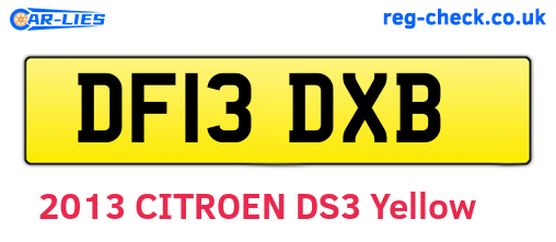 DF13DXB are the vehicle registration plates.