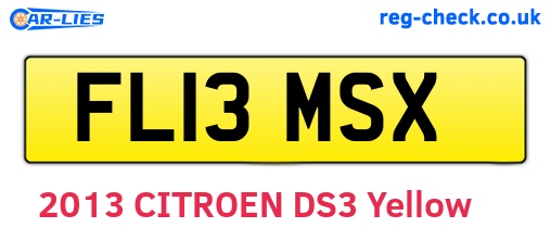 FL13MSX are the vehicle registration plates.