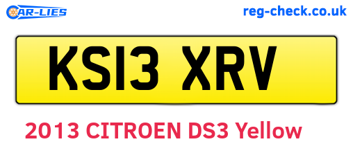 KS13XRV are the vehicle registration plates.