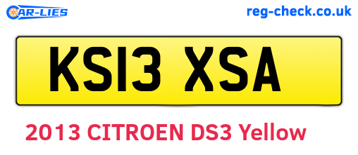 KS13XSA are the vehicle registration plates.