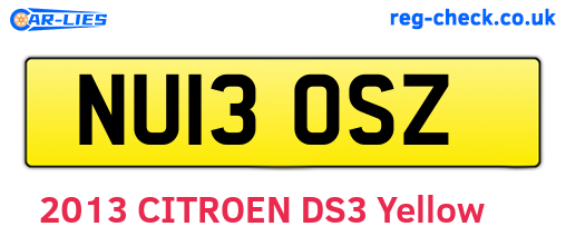 NU13OSZ are the vehicle registration plates.