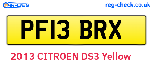 PF13BRX are the vehicle registration plates.