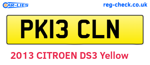 PK13CLN are the vehicle registration plates.