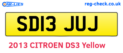 SD13JUJ are the vehicle registration plates.