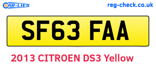 SF63FAA are the vehicle registration plates.