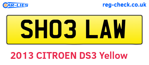 SH03LAW are the vehicle registration plates.