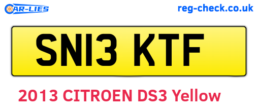 SN13KTF are the vehicle registration plates.