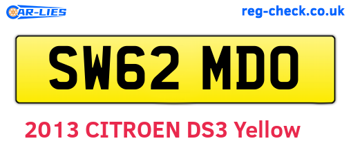 SW62MDO are the vehicle registration plates.