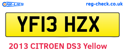 YF13HZX are the vehicle registration plates.