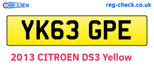 YK63GPE are the vehicle registration plates.