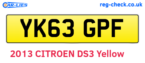 YK63GPF are the vehicle registration plates.