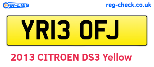 YR13OFJ are the vehicle registration plates.