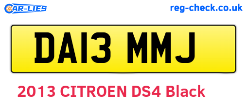 DA13MMJ are the vehicle registration plates.