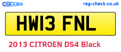 HW13FNL are the vehicle registration plates.