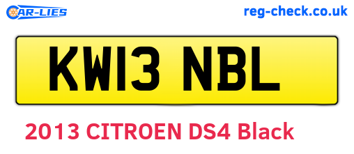 KW13NBL are the vehicle registration plates.