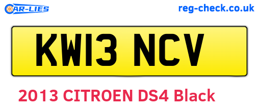 KW13NCV are the vehicle registration plates.