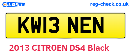KW13NEN are the vehicle registration plates.