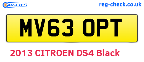 MV63OPT are the vehicle registration plates.