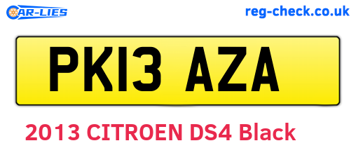 PK13AZA are the vehicle registration plates.