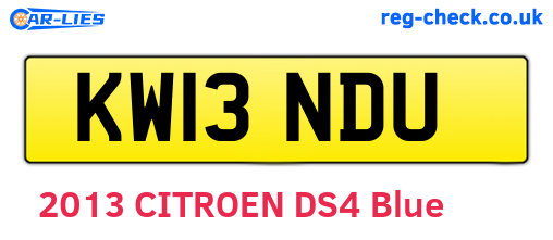 KW13NDU are the vehicle registration plates.