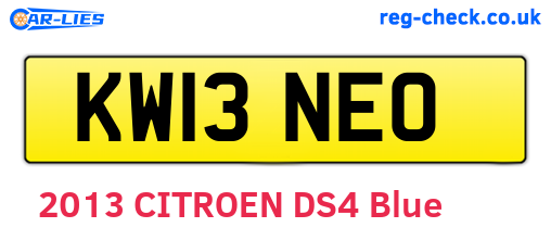 KW13NEO are the vehicle registration plates.