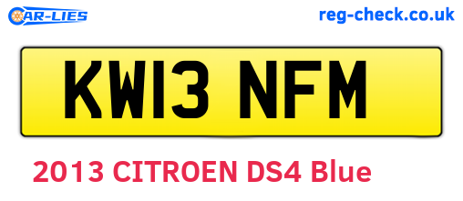 KW13NFM are the vehicle registration plates.