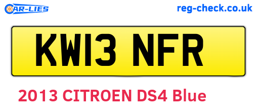 KW13NFR are the vehicle registration plates.