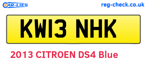 KW13NHK are the vehicle registration plates.