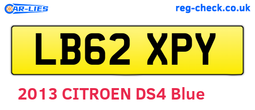 LB62XPY are the vehicle registration plates.