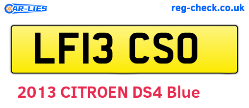 LF13CSO are the vehicle registration plates.
