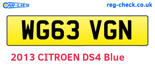 WG63VGN are the vehicle registration plates.