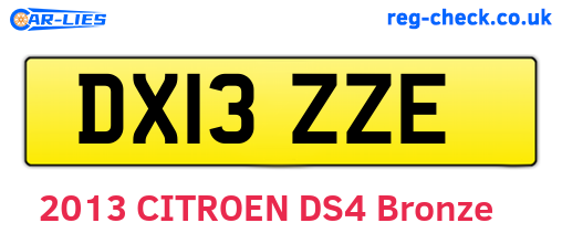 DX13ZZE are the vehicle registration plates.