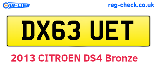 DX63UET are the vehicle registration plates.