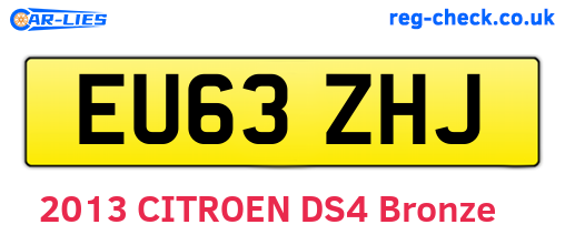 EU63ZHJ are the vehicle registration plates.