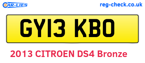 GY13KBO are the vehicle registration plates.
