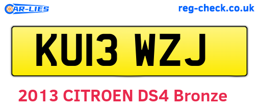 KU13WZJ are the vehicle registration plates.