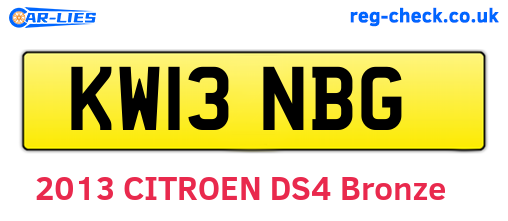 KW13NBG are the vehicle registration plates.